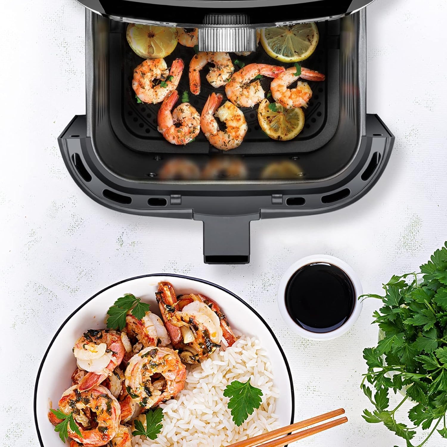 4.5QT Compact Air Fryer 1200W Stainless Steel Nonstick Dishwasher Safe 400°F