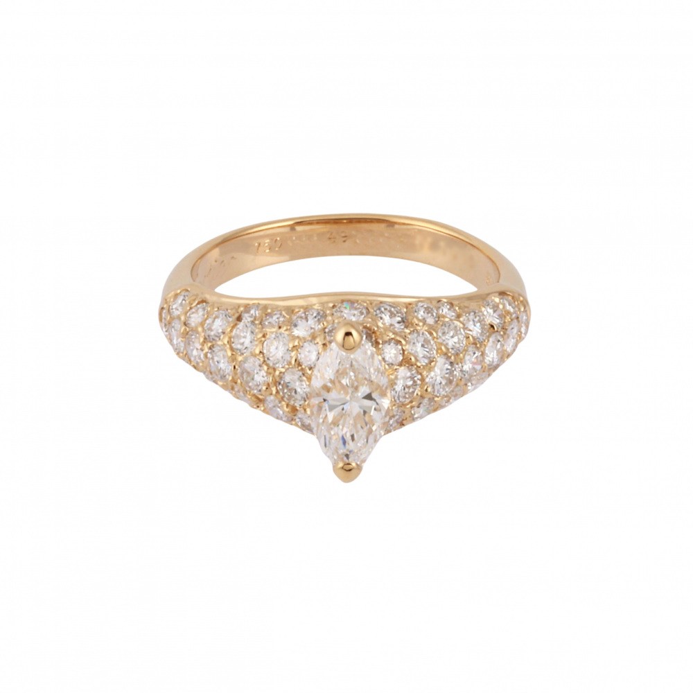 Cartier Simple Mast K18YG Yellow Gold Ring Diamond