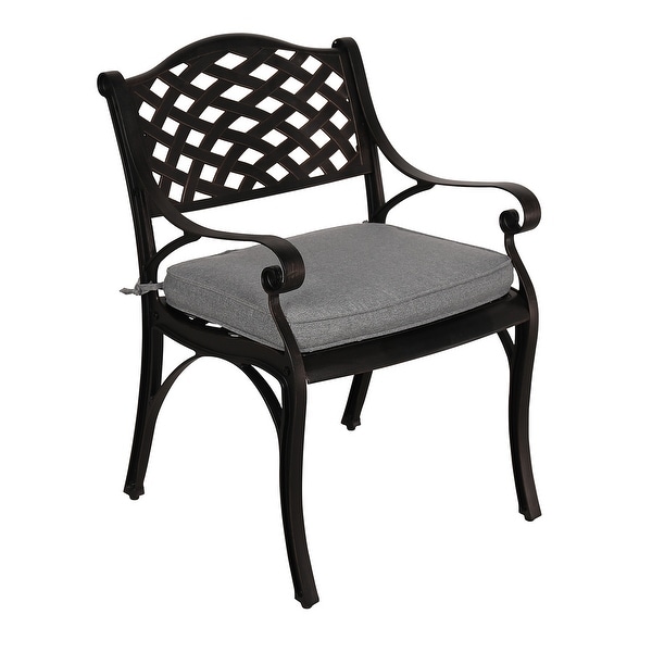 Patio Aluminum 3Piece Bistro set Cushioned Armchair and Table with Umbrella Hole