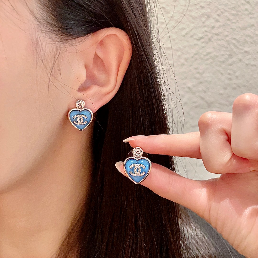 Chanel Double C Heart Diamond Earrings - cnluxepick