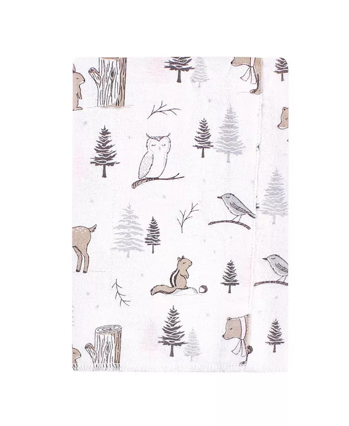 Hudson Baby Infant Girl Cotton Flannel Burp Cloths, Winter Forest