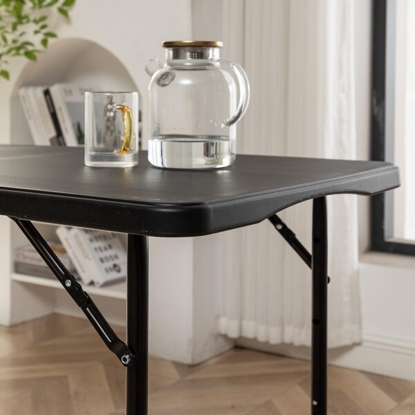 FoldinHalf Folding Utility Table 4Feet Lightweight Height Adjustable Office Party Black Set of 5