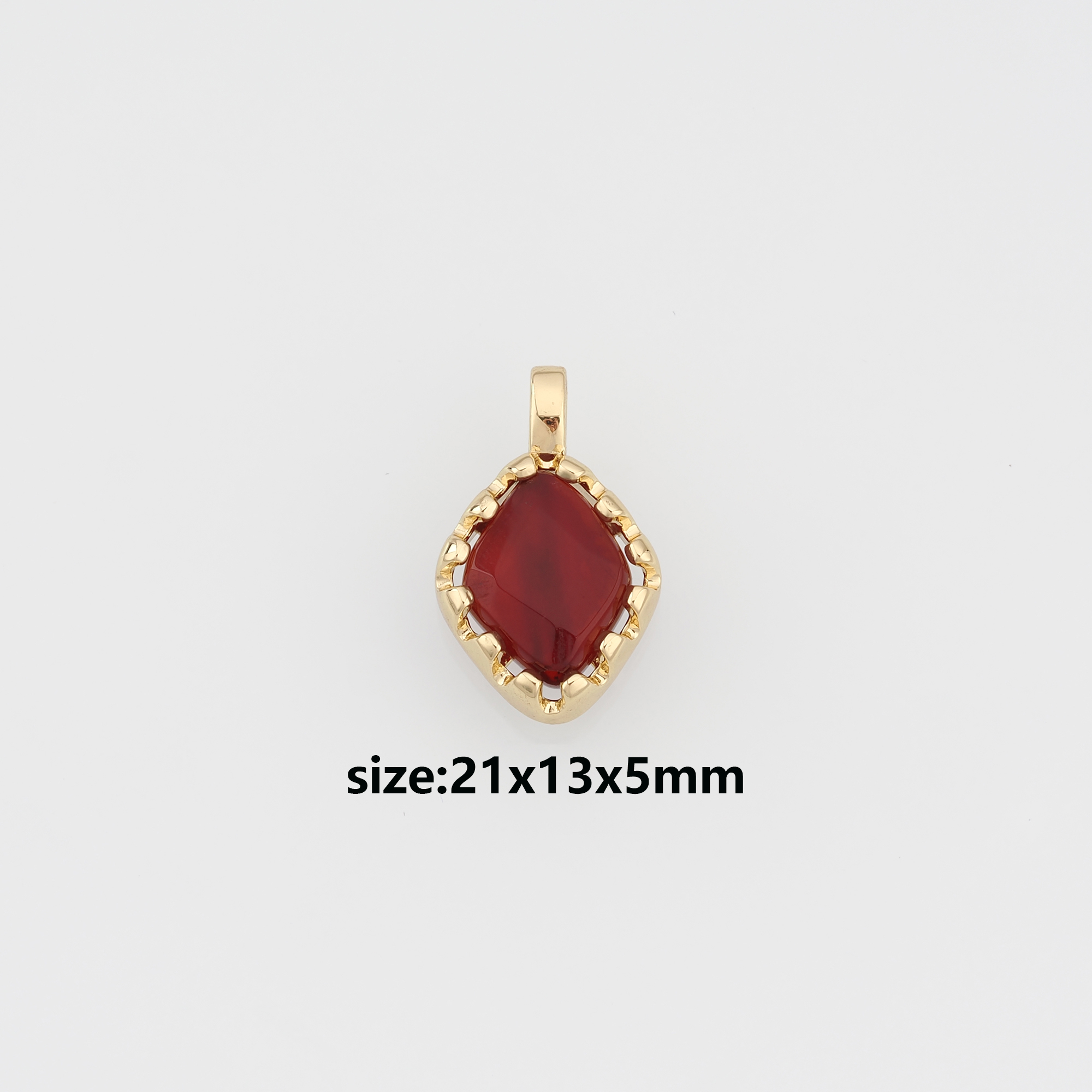 18K Gold Filled Rhombus Pendant,Natural Stone Rhombus Charm Earrings Necklace for DIY Jewelry Making Supply