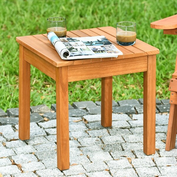 Gymax Wooden Square Side End Table Patio Coffee Bistro Table Indoor