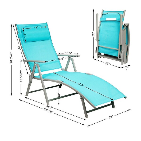 Costway 2PC Folding Chaise Lounge Chair with Cushion