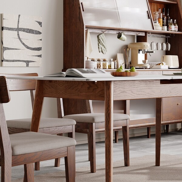 Nestfair Solid Oak Meet Dining Table with Marble Finish