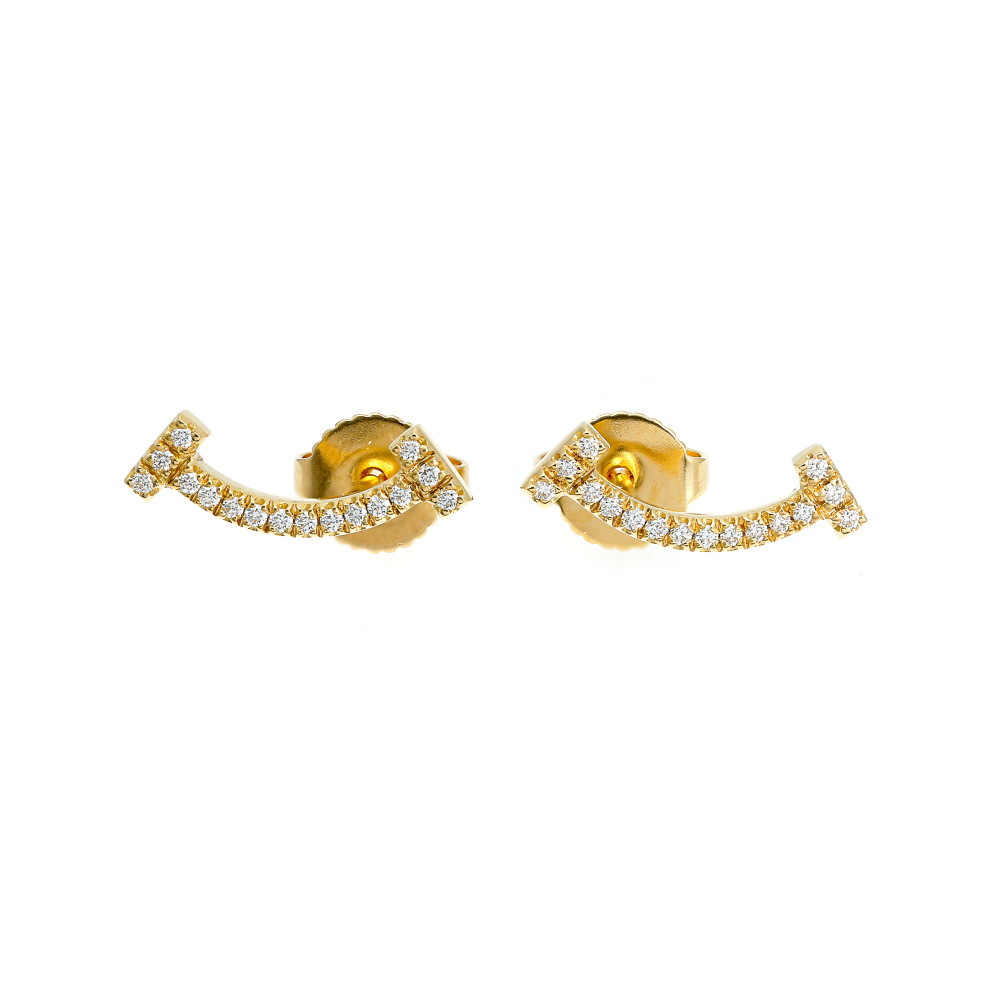 Tiffany & Co. Tiffany T Smile Earrings 18K Yellow Gold Diamond 60150725