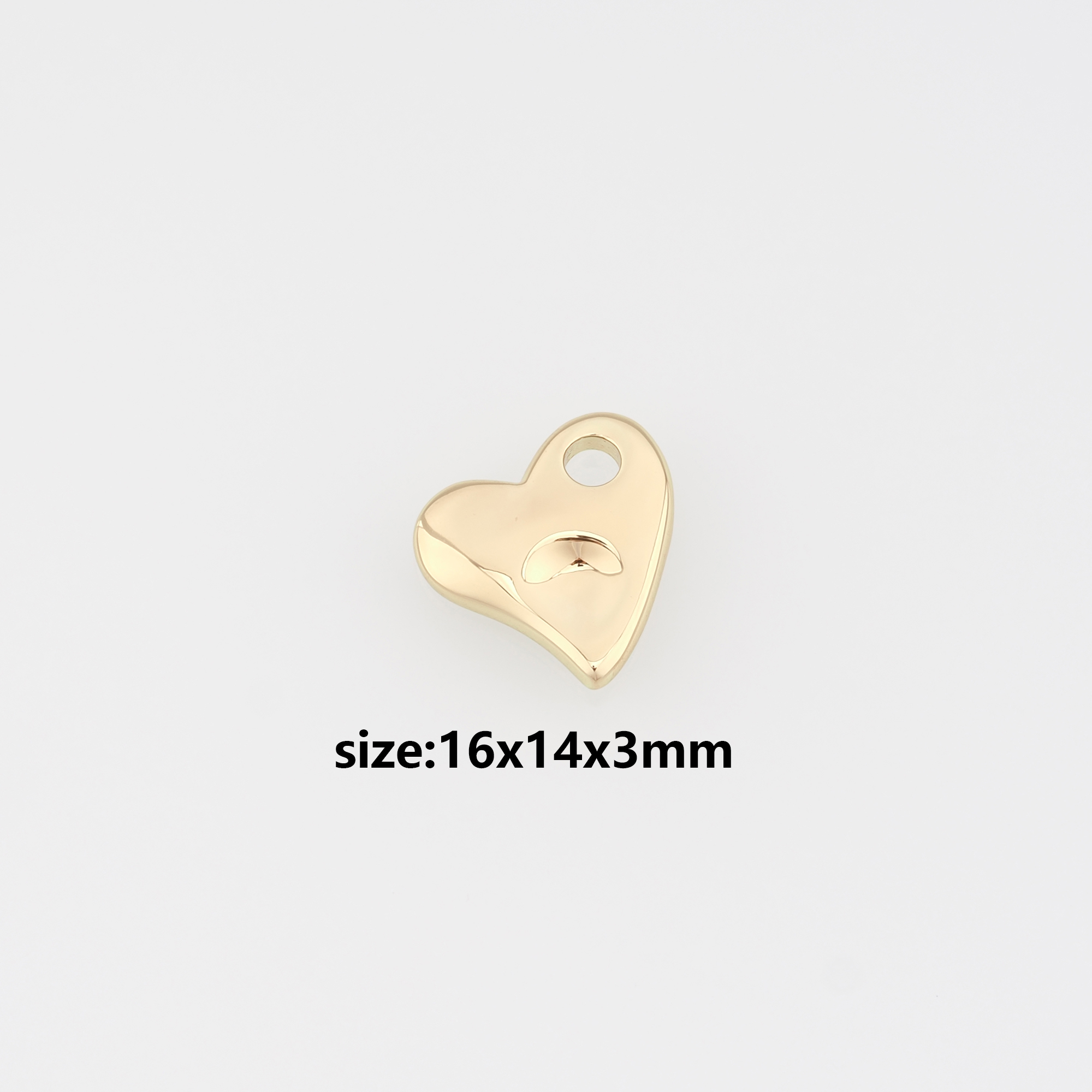 18K Gold Filled Heart Pendant,Dainty Heart Charm Earrings Necklace for DIY Jewelry Making Supply