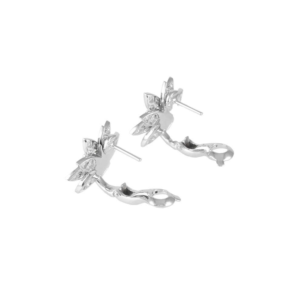 Van Cleef & Arpels Lotus Earrings 18K White Gold Diamond VCARO96B00