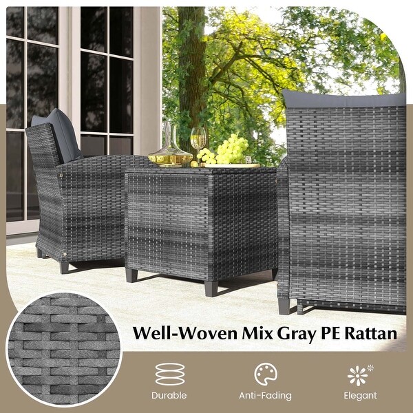 Costway 5 Piece Patio Rattan Furniture with 2 Ottomans and Tempered