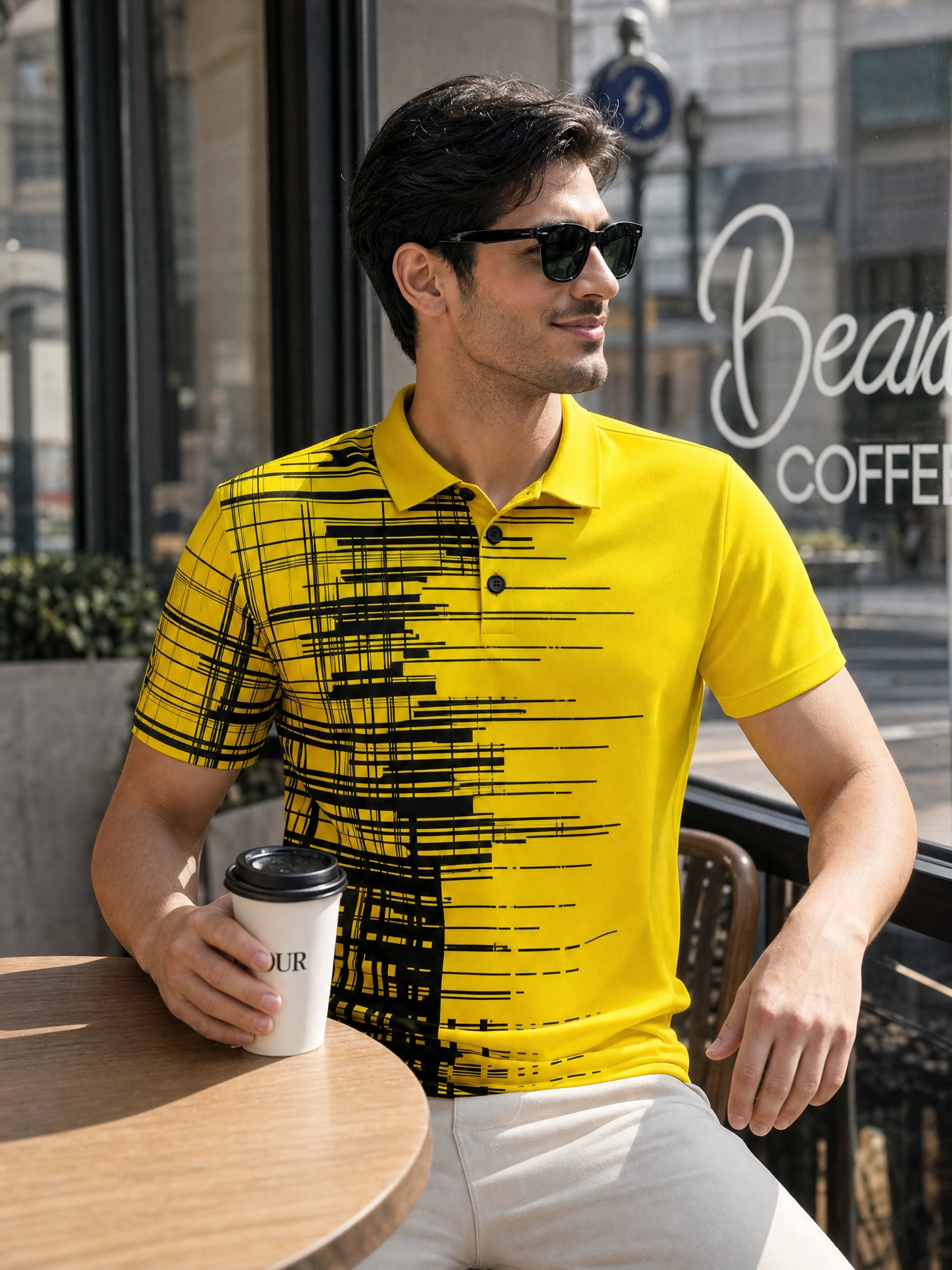 Moisture Wicking Golf Polo 3D Gradient Abstract Stripes Polo