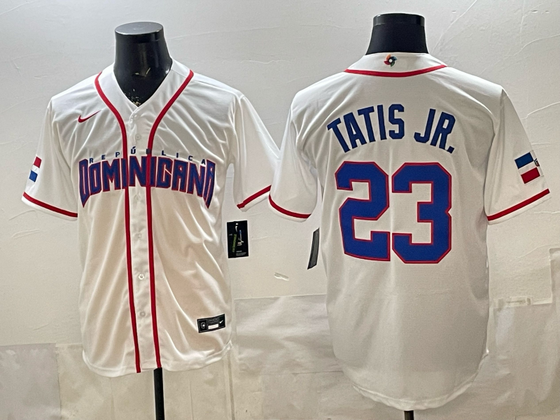 Men's Dominican Republic Baseball Fernando Tatis Jr. #23 White 2026 World Baseball Classic Stadium Jersey