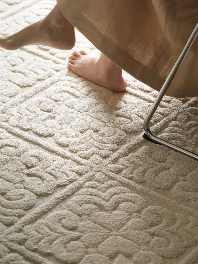 CP076 - Pure Natural Four Seasons Alginate “Micro Waterproof” Cream Three-Dimensional Handmade Carpet Living Room