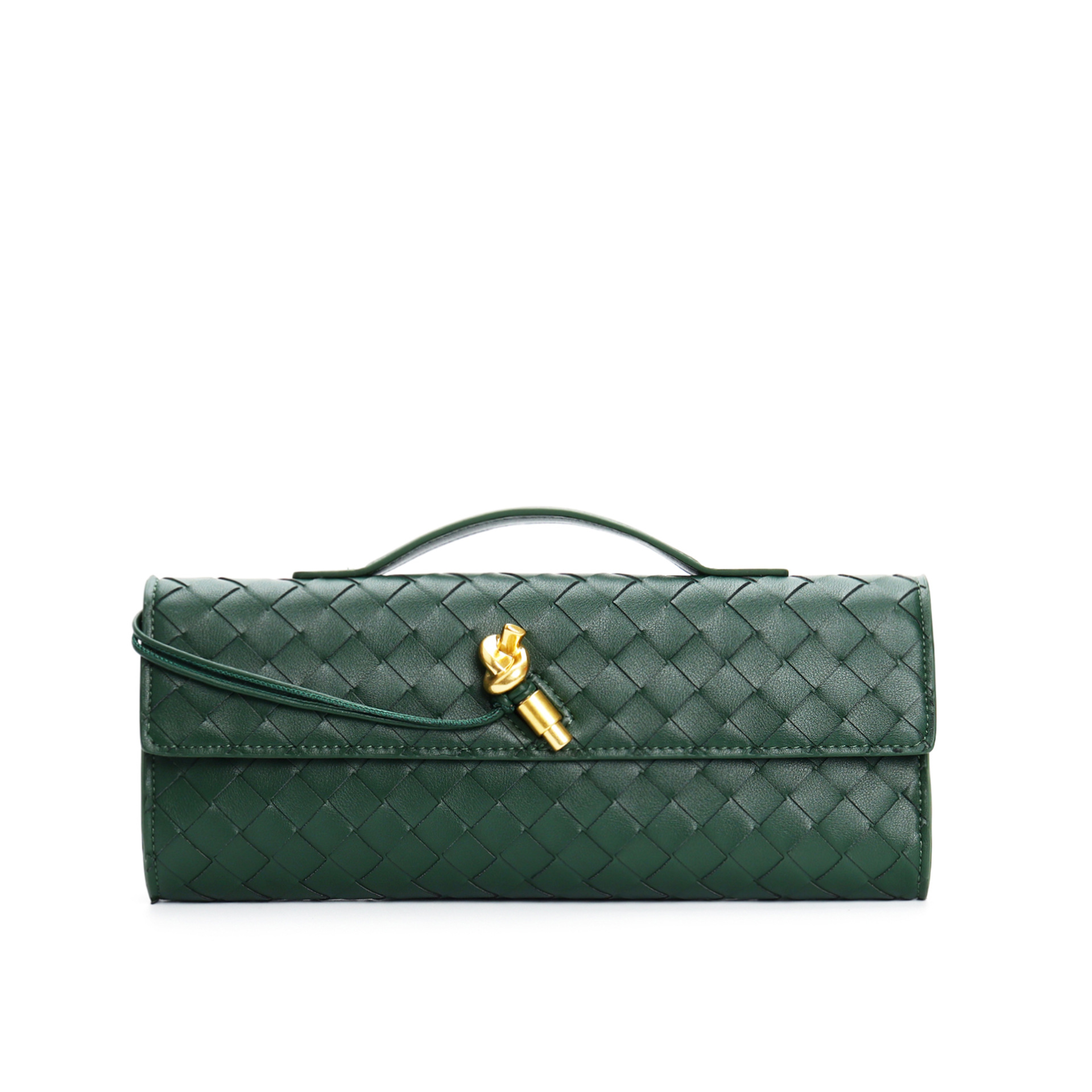 Green Woven Leather Clutch