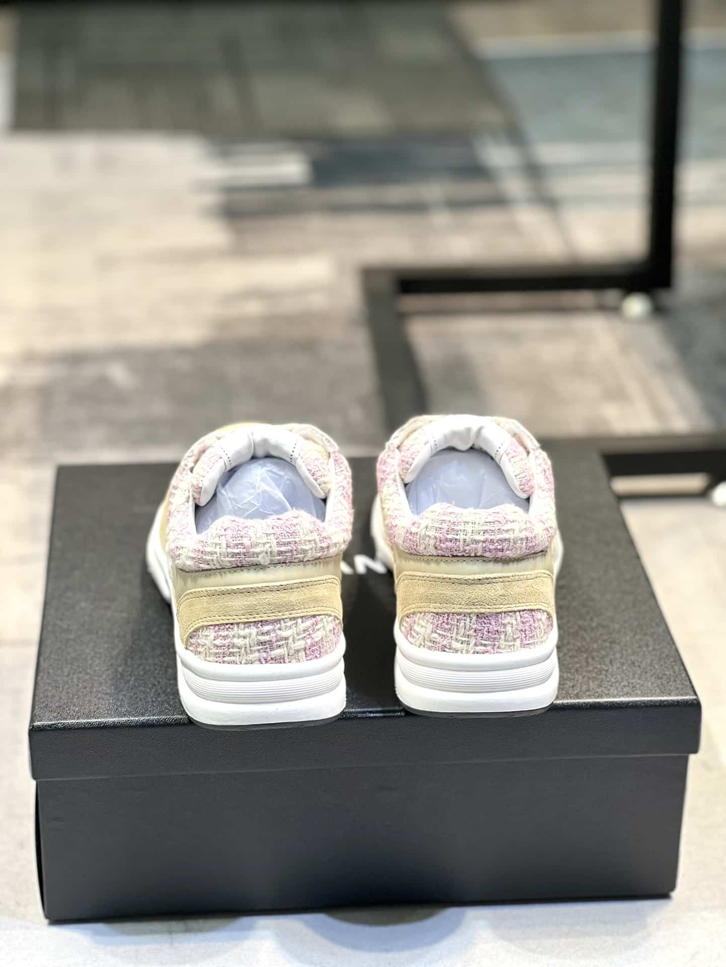 Chanel Coton Tweed Suede Calfskin Sneakers Pink G38299 Y56627 K6020