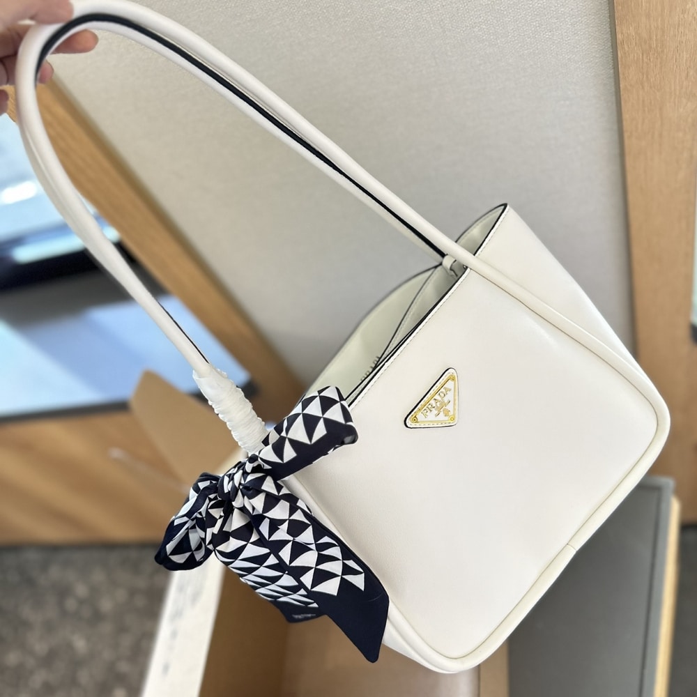 Prada Leather Mini Tote Bag White 25Cm