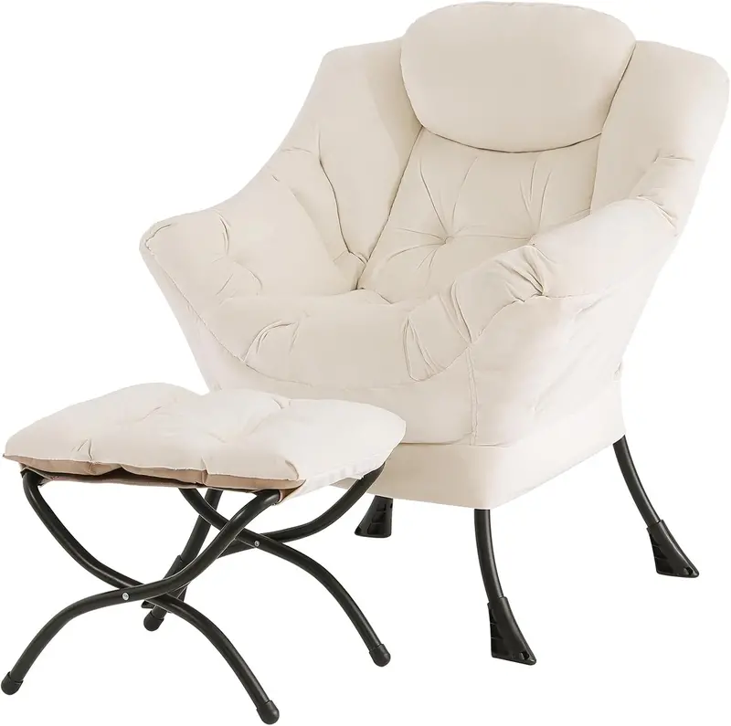 Tiita Modern Lazy Lounge Chair with Matching Ottoman – Large Leisure Armchair Set