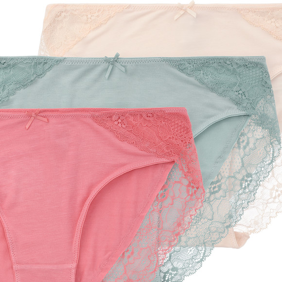 Gina Benotti 3 Damen Slips mit Spitze