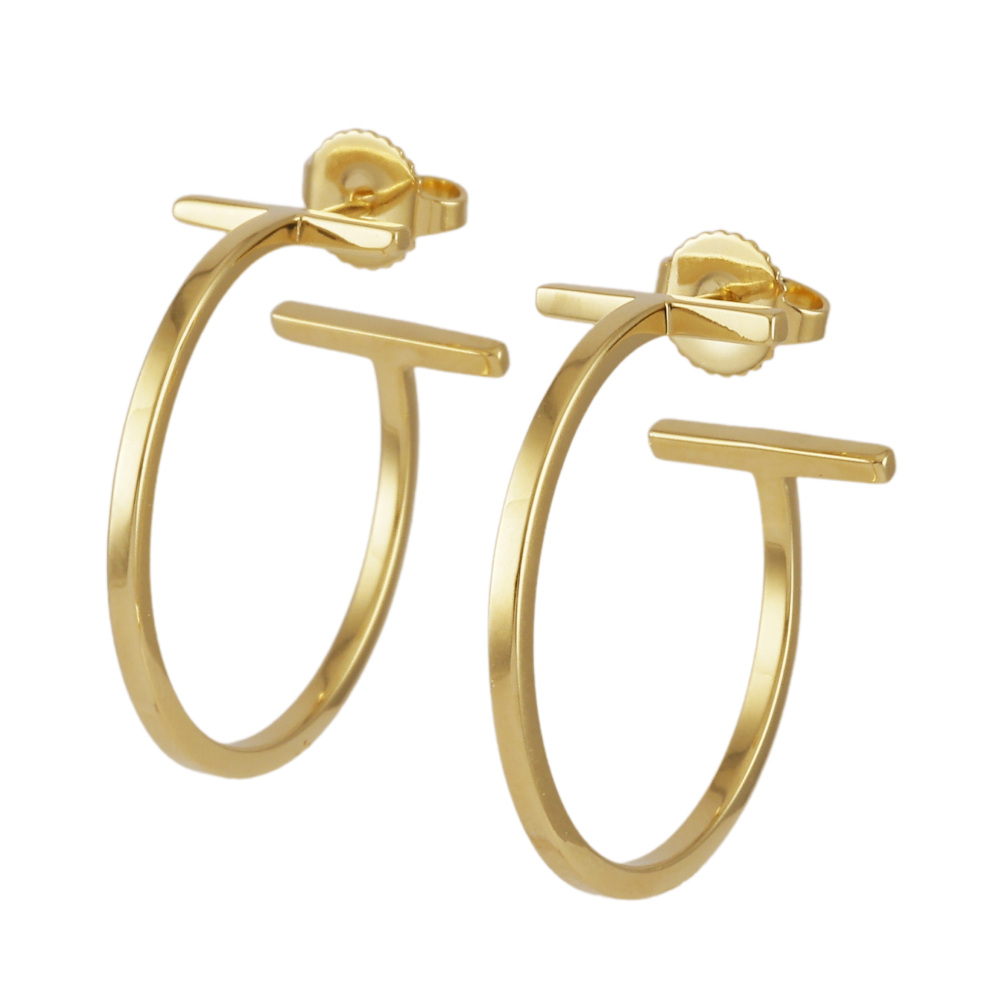 Tiffany & Co. Tiffany T Hoop Earrings 18K Yellow Gold 60011241