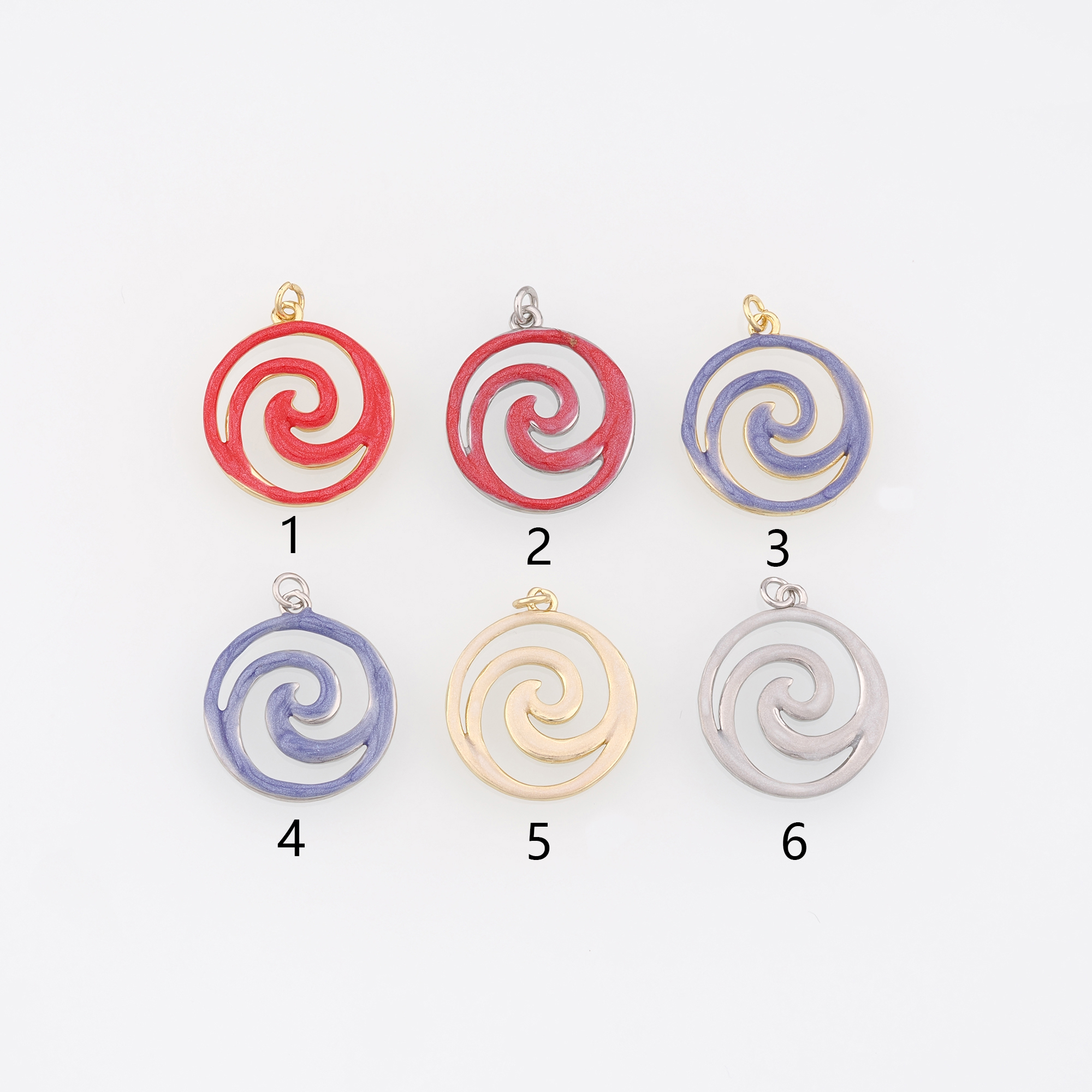 18K Gold Filled Spiral Pendant,Enamel Swirl Spiral Earrings Necklace for DIY Jewelry Making Supply