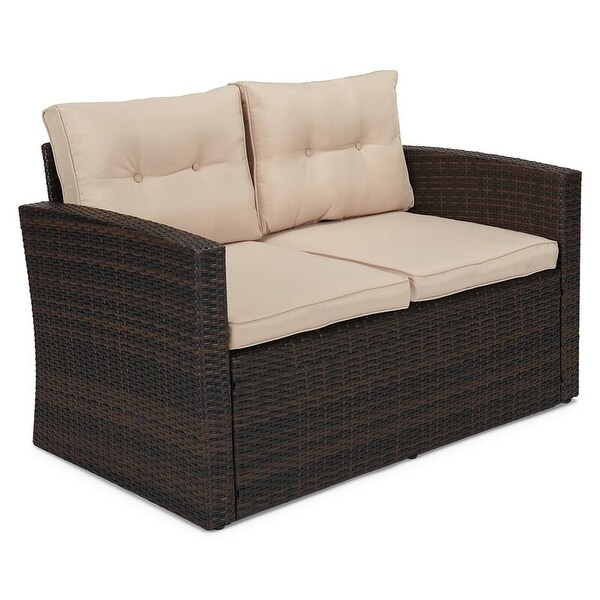 5piece Wicker Patio Conversation Furniture Set