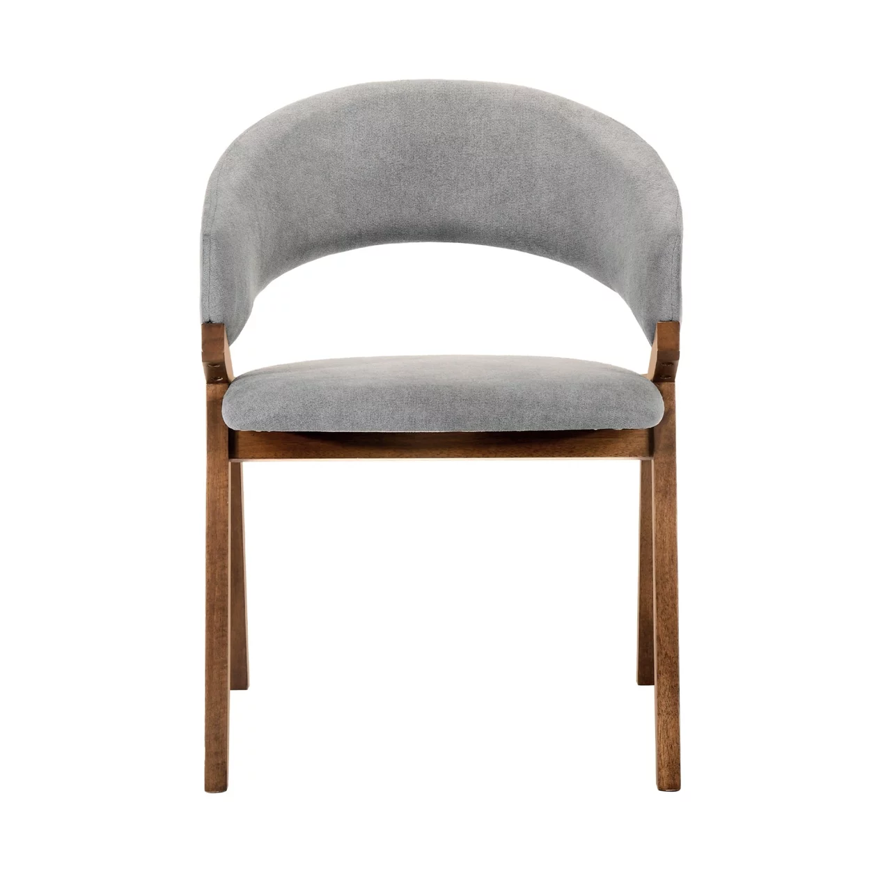 Talulah Gray Fabric and Walnut Veneer Dining Side Chairs - Set of 2- Saltoro Sherpi