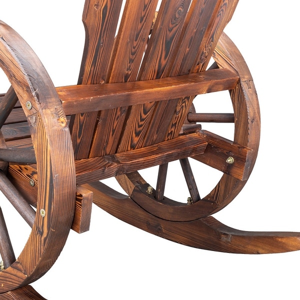 Karlhome Wagon Wheel Wood Adirondack Rocking Chair (Set of 2)