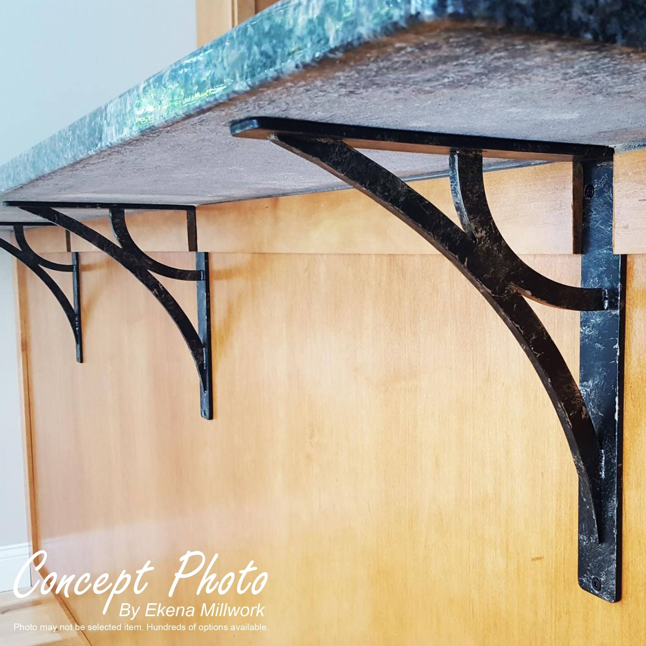 Ekena Millwork Orleans Wrought Iron Bracket Antiqued Silver 1 1/2x22W x 12x22D x 15x22H - (Single Center Brace)