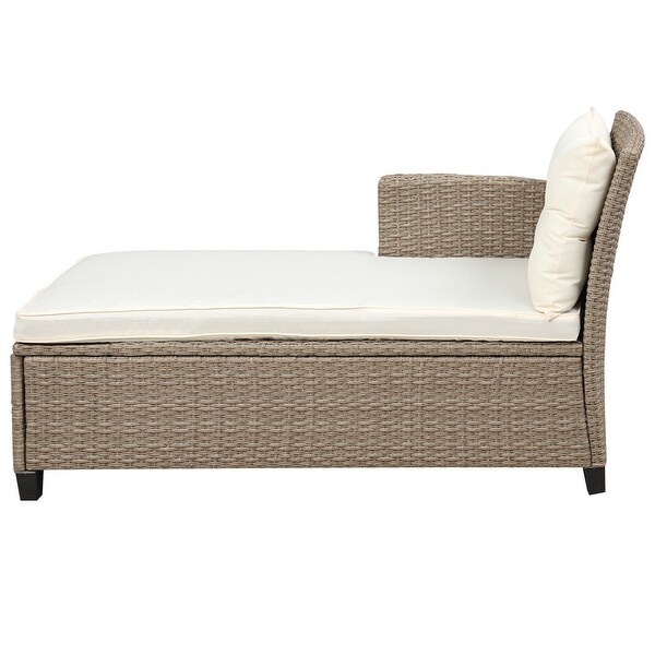 4 Piece Patio Wicker Sectional Sofa with Seat Cushions