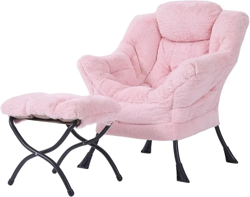 Tiita Modern Lazy Lounge Chair with Matching Ottoman – Large Leisure Armchair Set