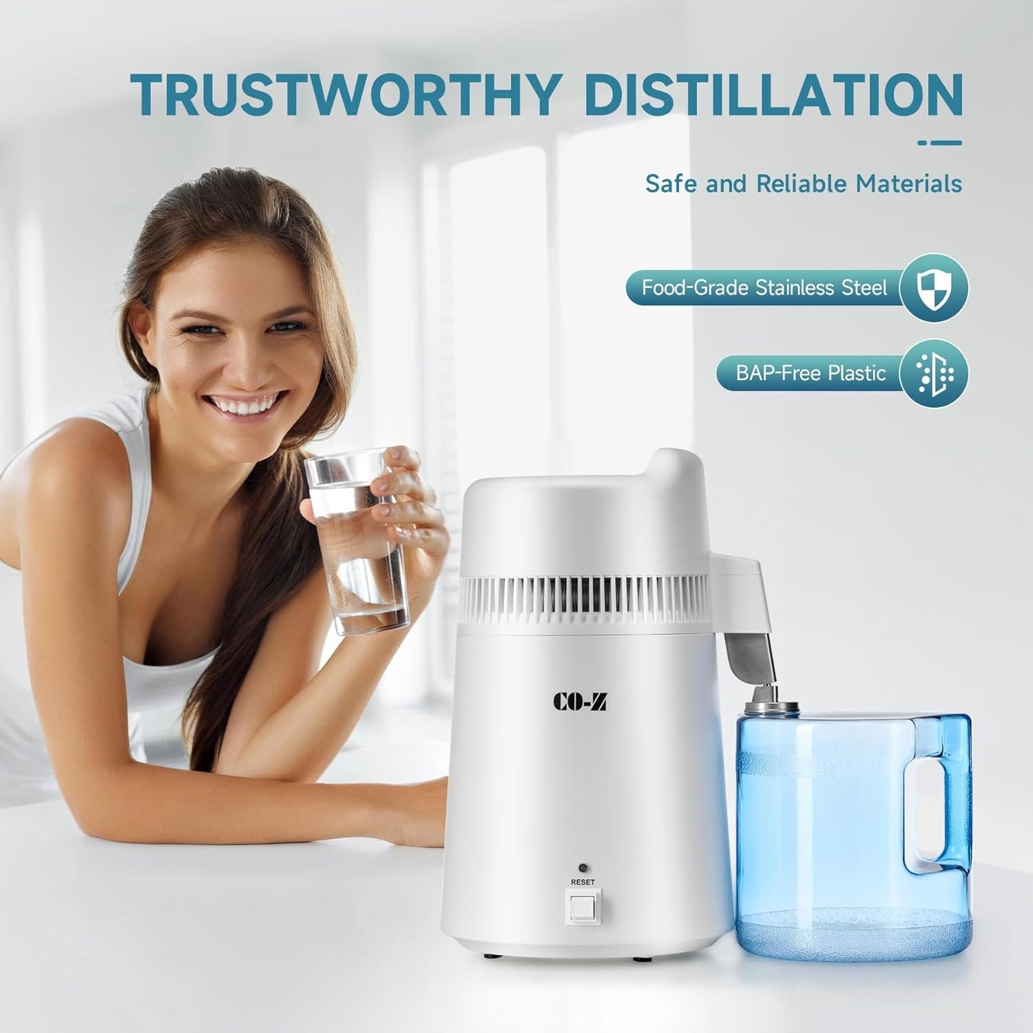 6L Water Distiller, Larger 1.6 Gal Countertop Home Distillers, Distilling Pure Water Machine for Home Table Desktop, Distilled Water Making Machine, Water Purifier to Make Clean Water for Home