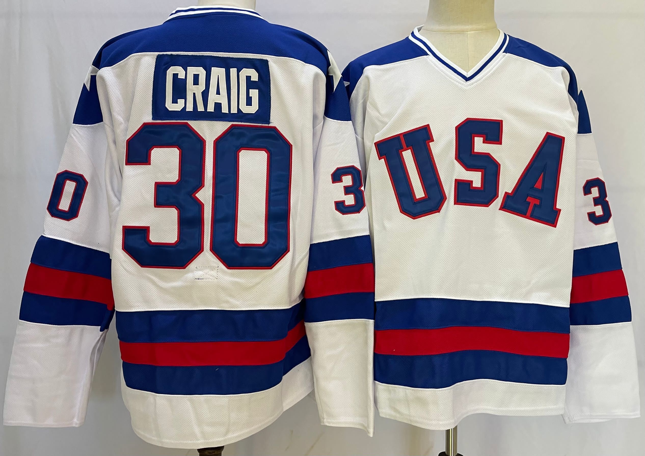 Men's USA Hockey Jim Craig #30 White Player Jersey