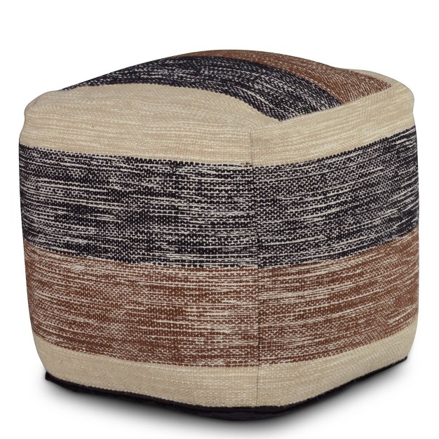 Jamal Square Handwoven Pouf Beige brown black Steve Silver Co