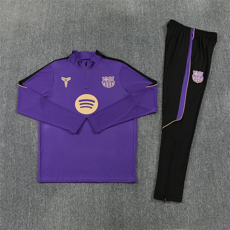 Adult/ Kids 2627 Barcelona half zipper Training Suit - Purple 3