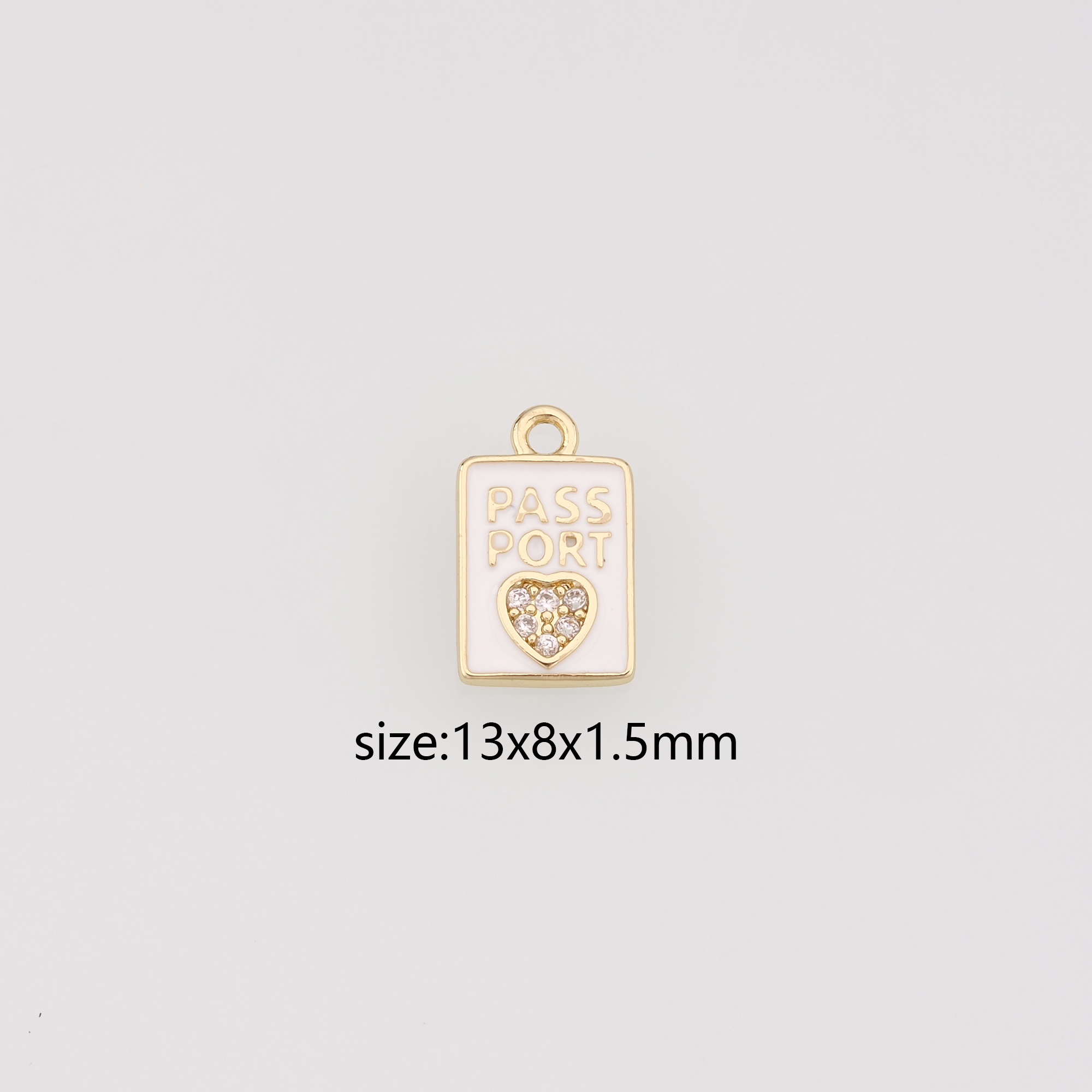 18K Gold Filled Passport Pendant,Enamel Passport Charm Earrings Necklace for DIY Jewelry Making Supply