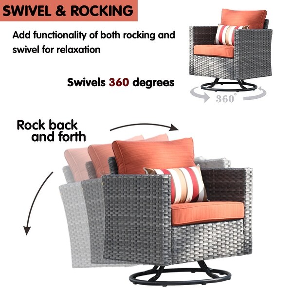 OVIOS Wicker Swivel Rocking Chair 3piece Set