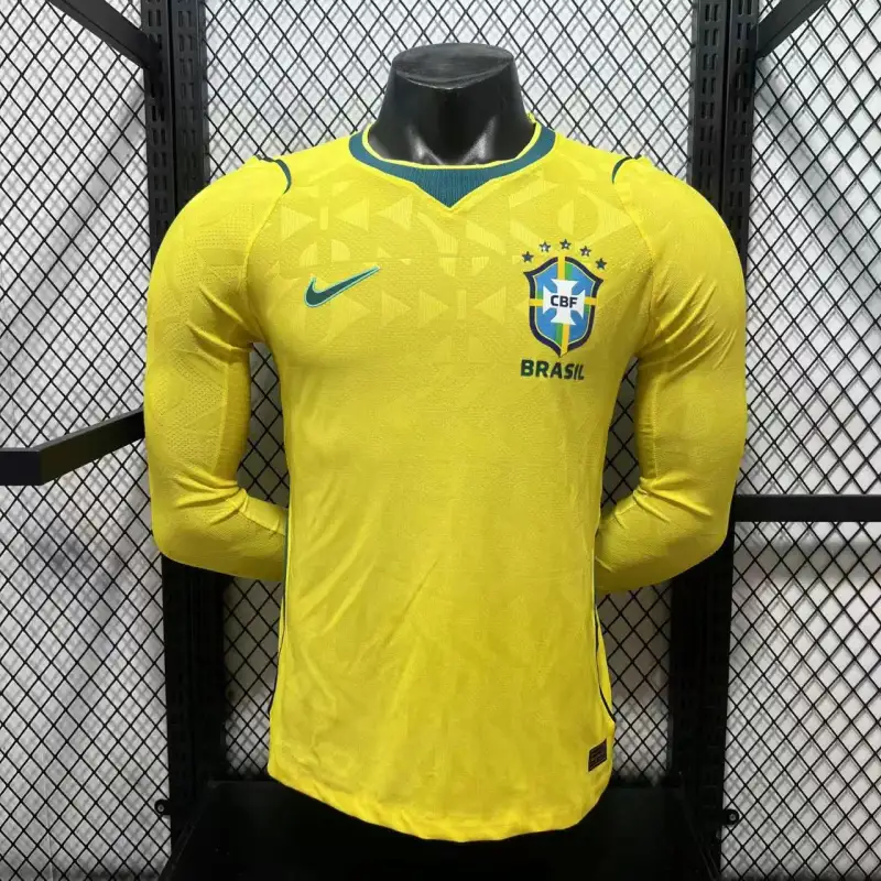 Player Version 2026 World Cup Brazil Home Jersey Long Sleeves S-3XL