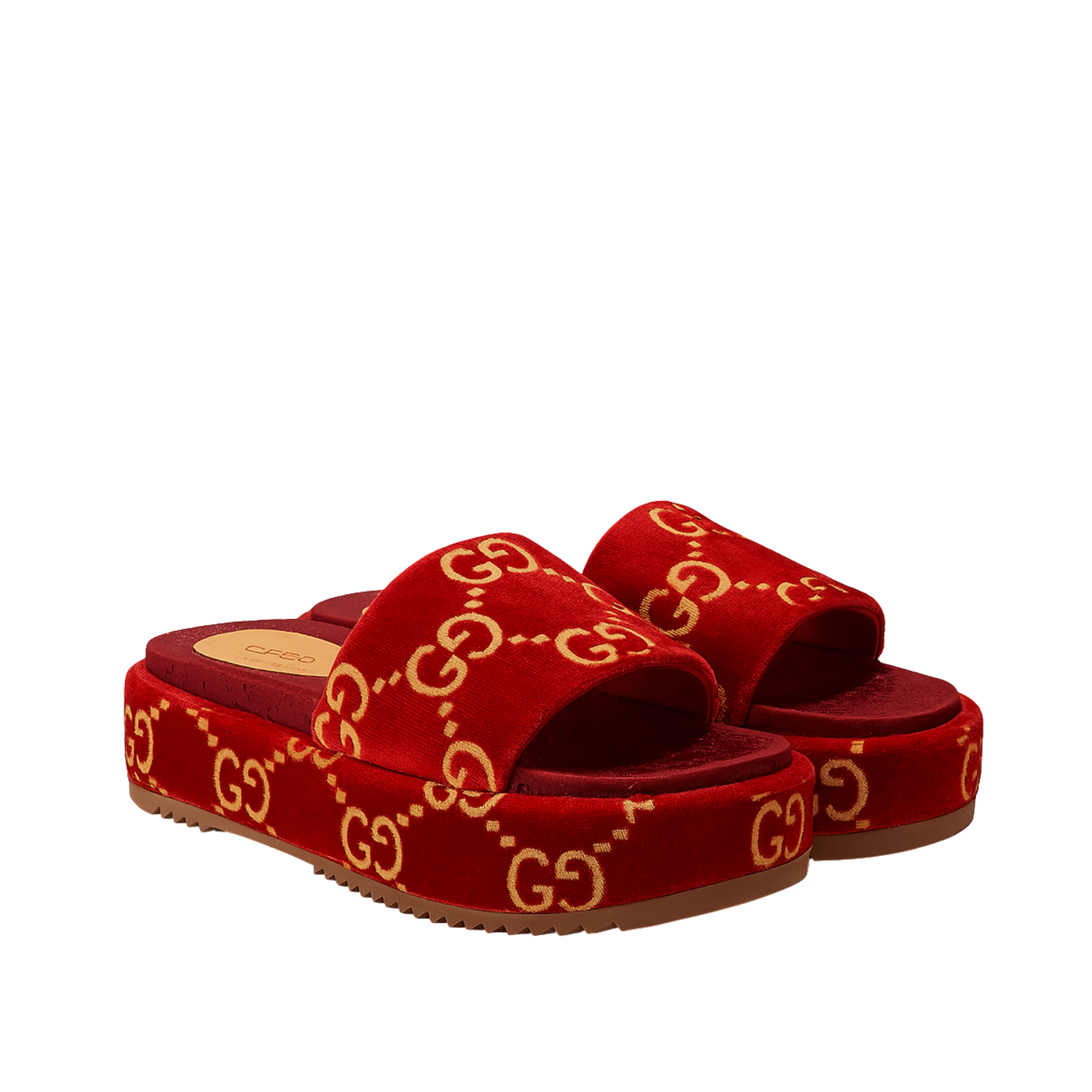 Gucci Women?S With Gg Pattern Slide Sandal Red