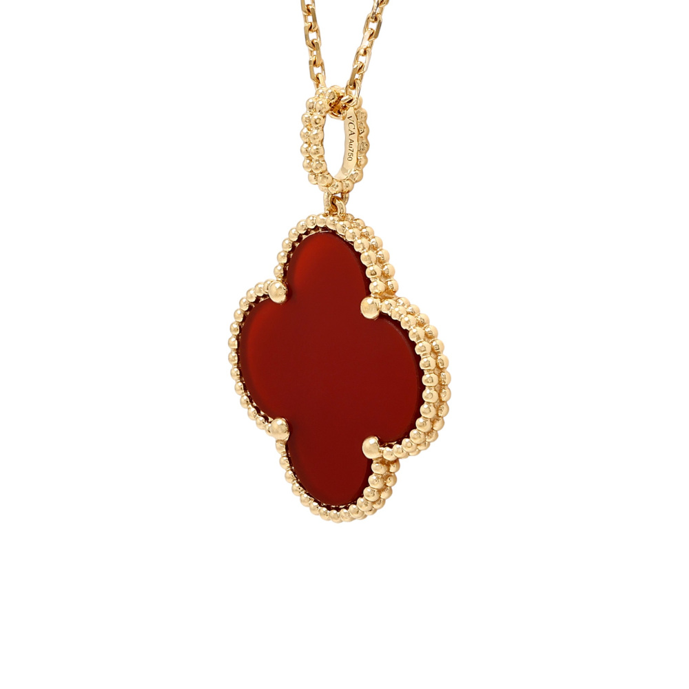 Van Cleef & Arpels Magic Alhambra Necklace 1 Motif 18K Yellow Gold Carnelian VCARO49N00