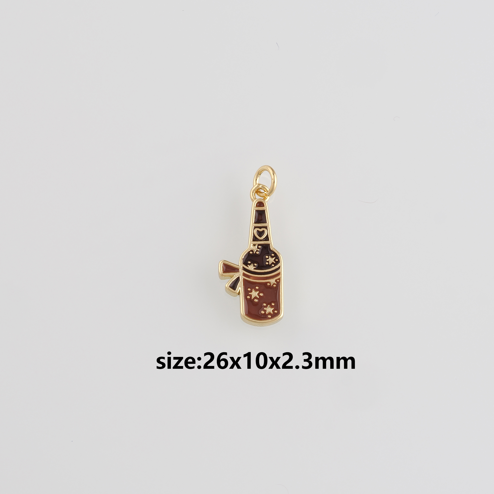 18K Gold Filled Wine Bottle Pendant,Enamel Wine Bottle Charm Earrings Necklace for DIY Jewelry Making Supply