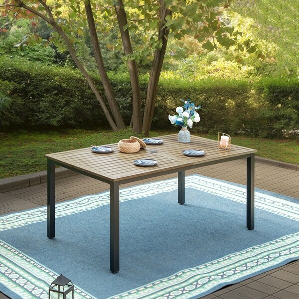 MAISON ARTS Outdoor/Indoor Rectangular Metal TeakColor Dining Table