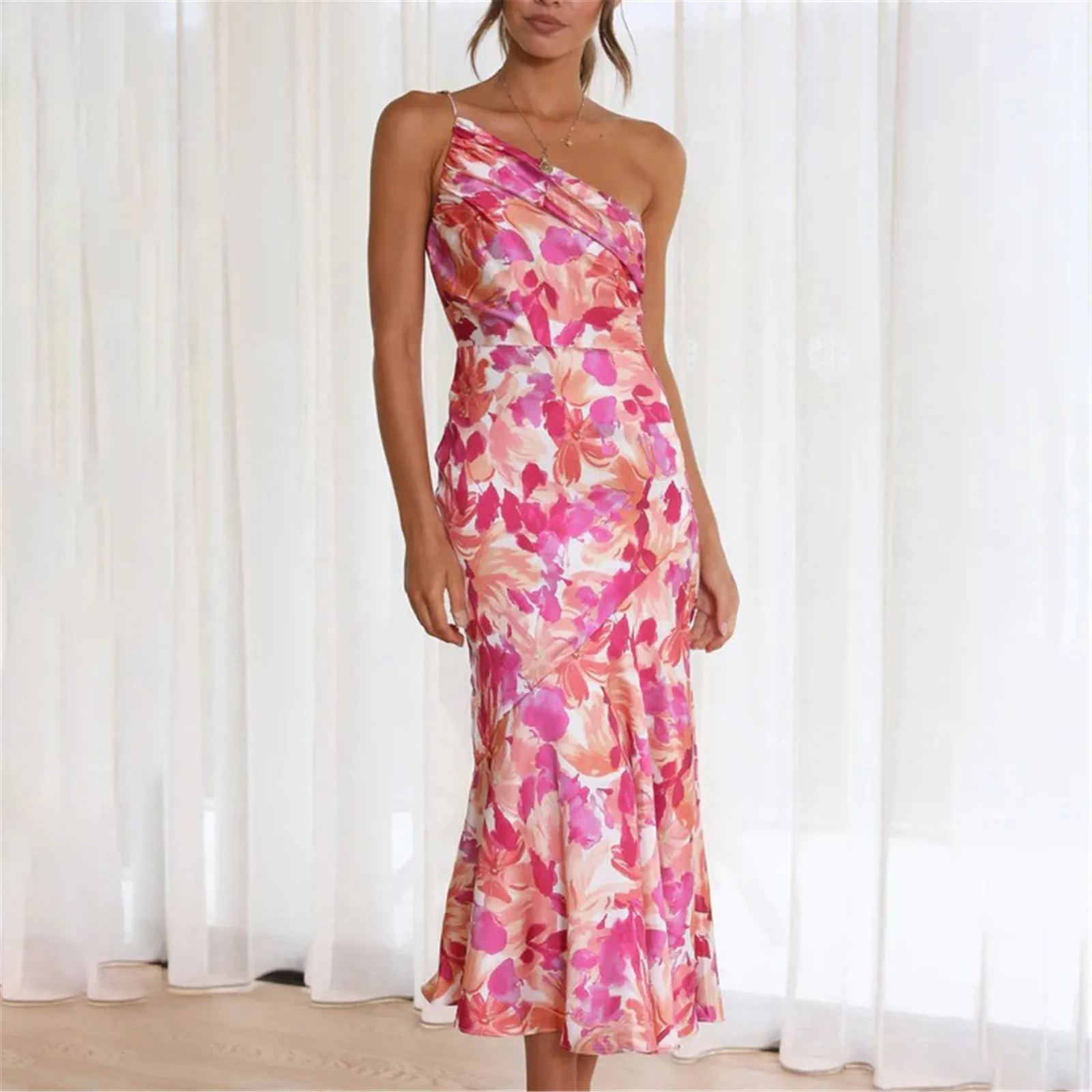 Floral One-Shoulder SundressClistos