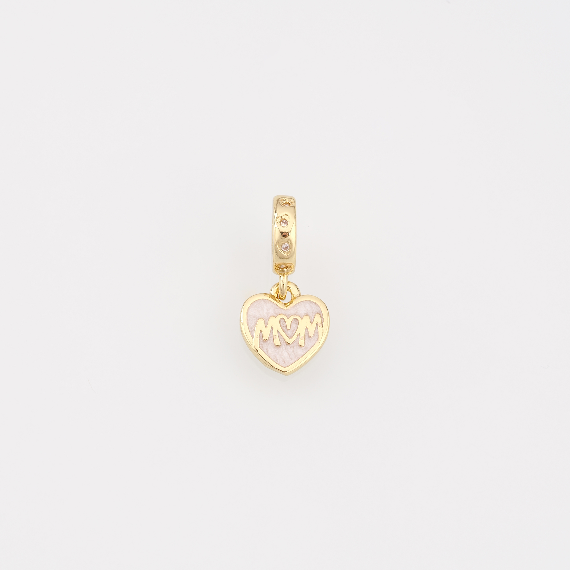 18K Gold Filled Heart Pendant,Enamel Heart Mom Charm Earrings Necklace for DIY Jewelry Making Supply