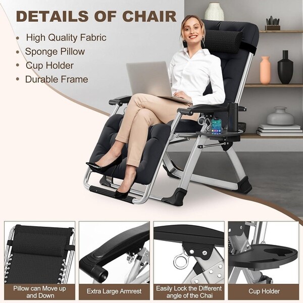 DoCred Zero Gravity Chair,Folding Lawn Chaise Recliner Lounge Chair