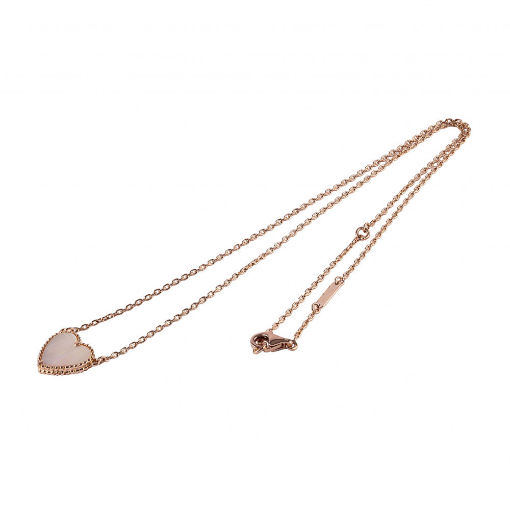 Van Cleef & Arpels Lucky Alhambra Heart Motif Necklace 18K Rose Gold Mother of Pearl B061051WM