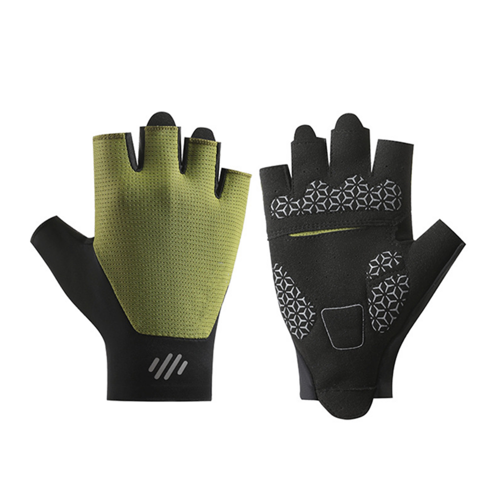 Green Half-Finger Exercise Gloves with Textured Palm