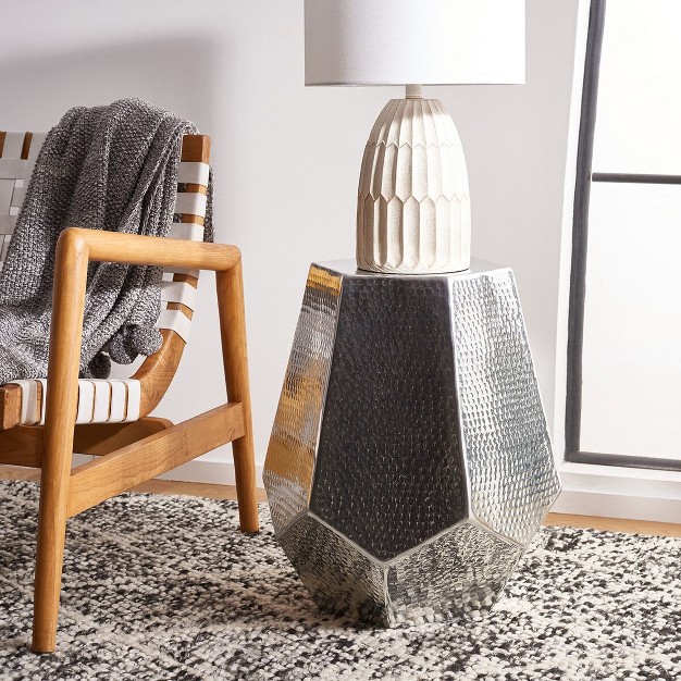 Aiden Stool Accent Table Silver Safavieh