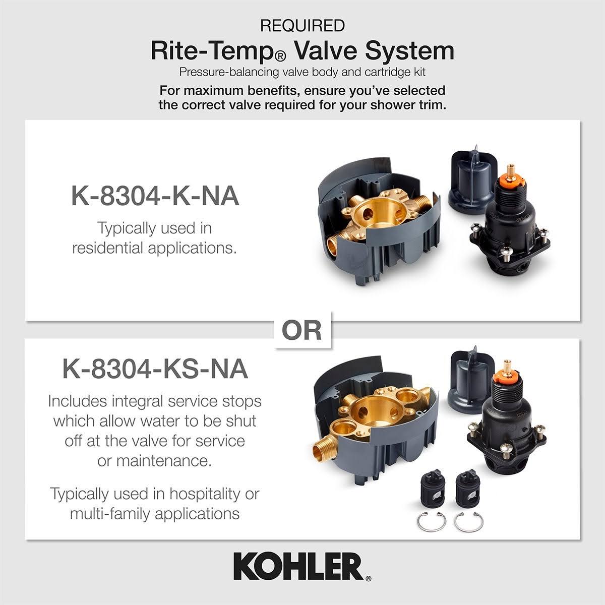 Kohler TLS23503-4-BN Parallel Rite-Temp Shower Trim Set - Vibrant Brushed Nickel