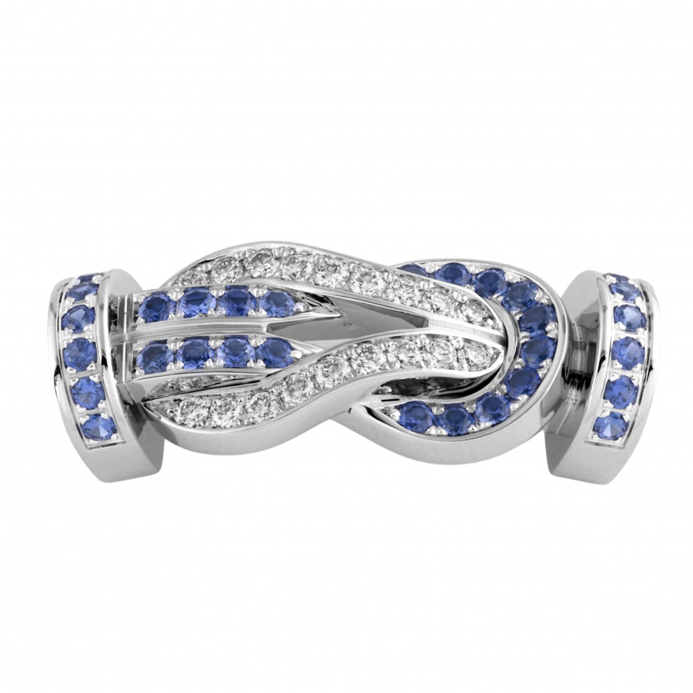 FRED Chance Amphini Lm Sapphire Diamond Buckle Ginza Limited 36 Bracelet 18K White Gold & Stainless Steel