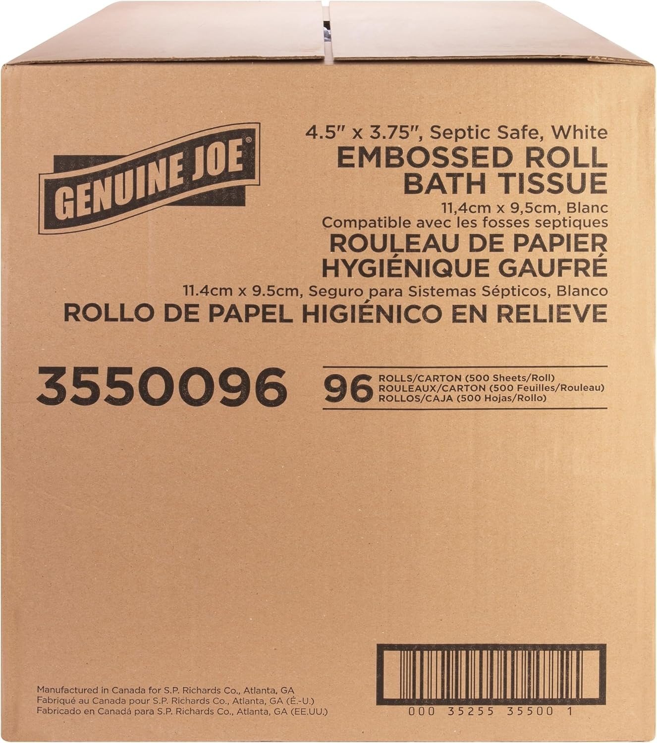 2-Ply Embossed Toilet Paper, 96 Rolls (500 Sheets Per Roll) Septic Safe Bulk Tissue